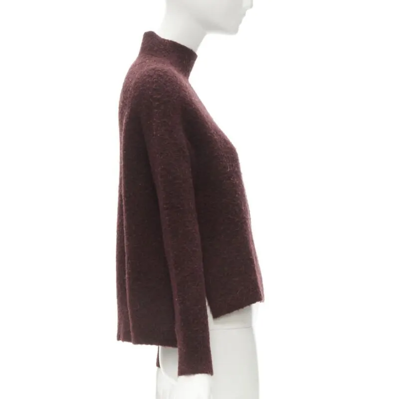 Theory Fuzzy Stand Collar Red Wool Never worn - Model View