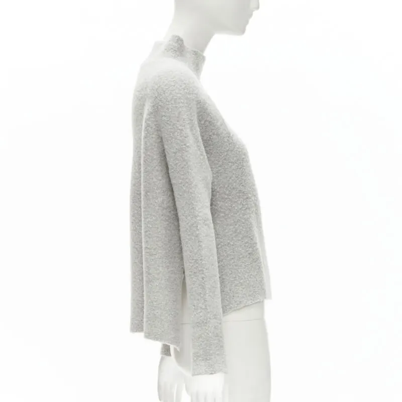Theory Fuzzy Stand Collar Grey Wool Never worn - Model View