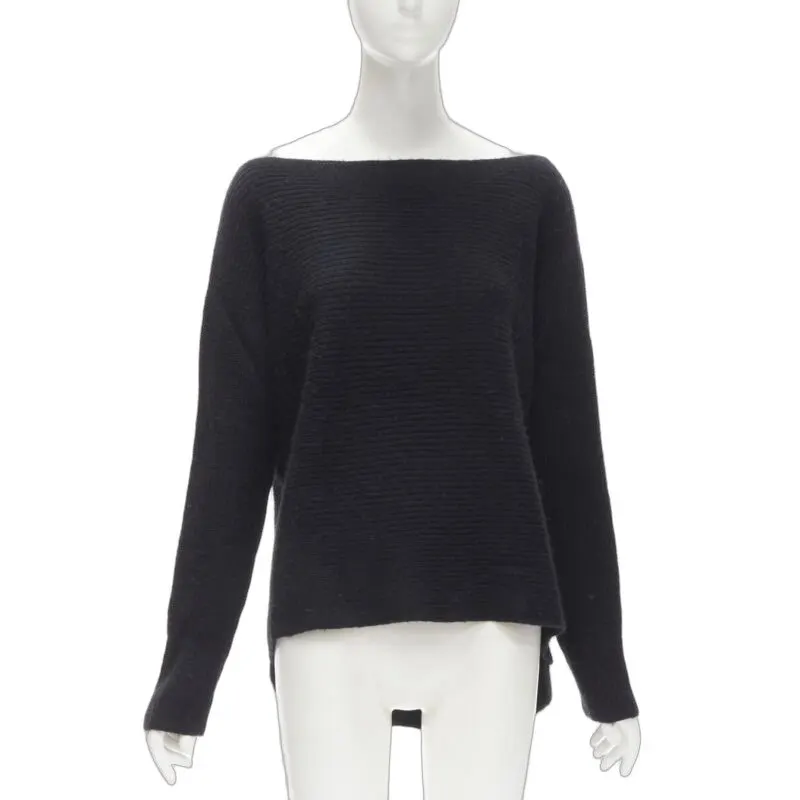 Vince Boat Neck Sweater Black Wool Very good - Front View