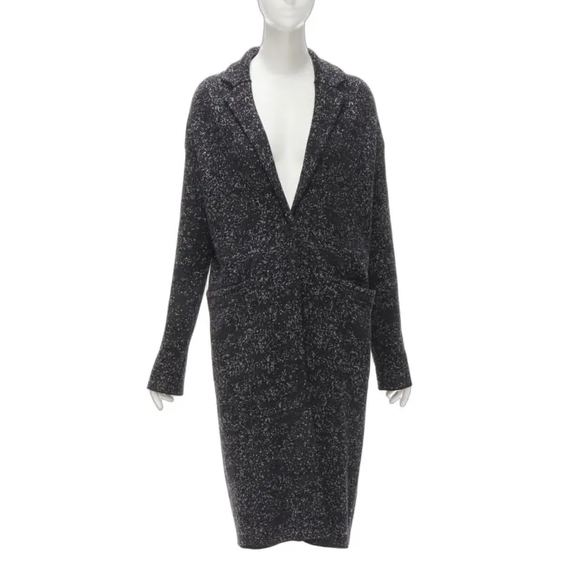 Theory Grey Knitted Robe Coat Grey Wool Never worn - Front View
