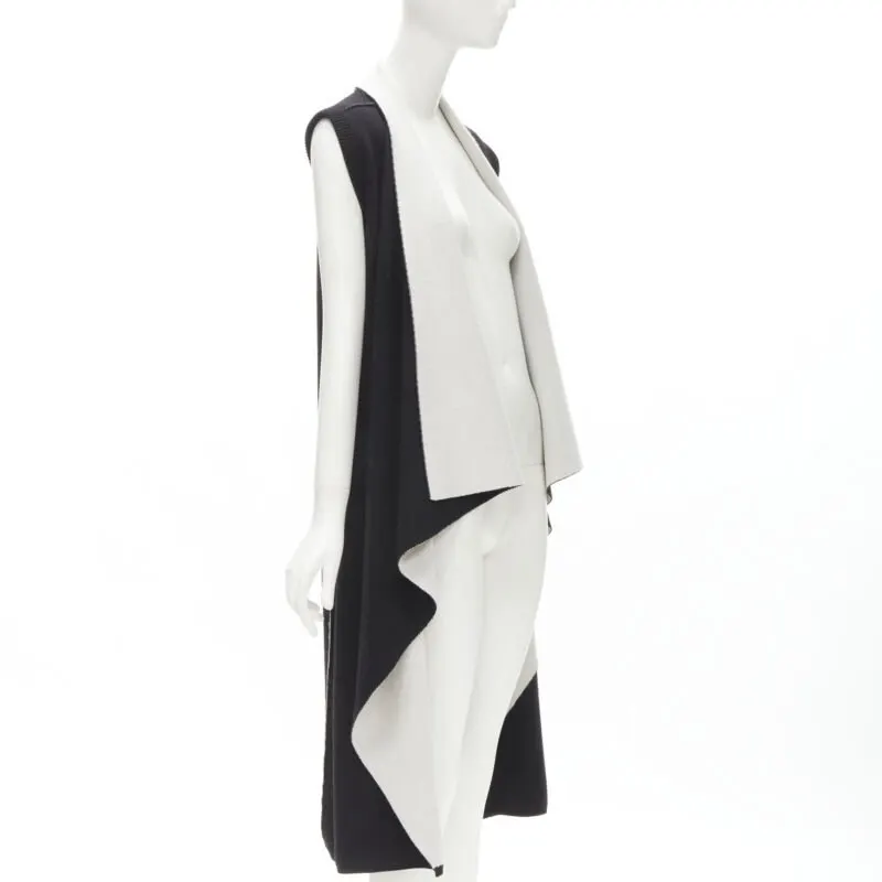 Alice & Olivia Black Waterfall Long Vest Black Wool Never worn - Back View