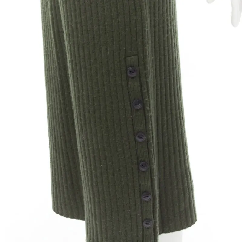 Rag & Bone Button Side Dress Green Wool Never worn - Back View