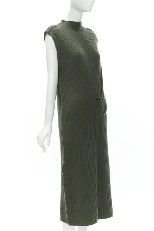 Rag & Bone Button Side Dress Green Wool Never worn - Inside View