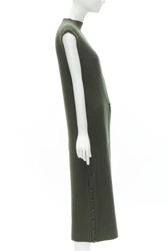 Rag & Bone Button Side Dress Green Wool Never worn - Model View