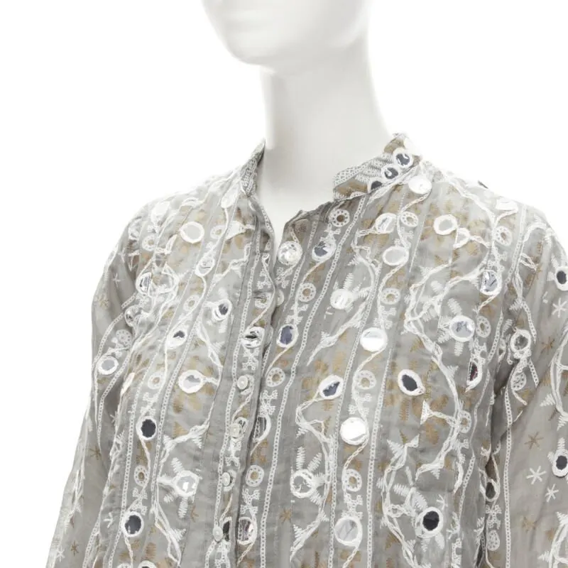 Juliet Dunn Grey Floral Silver Jacket Grey Linen Very good - Back View