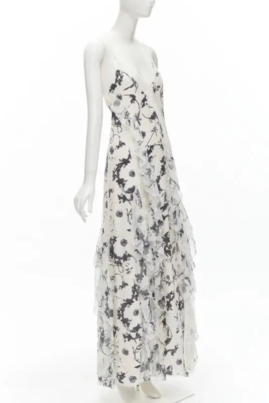 Alice & Olivia Floral Maxi Dress Anthracite Silk Never worn, with tag - Inside View