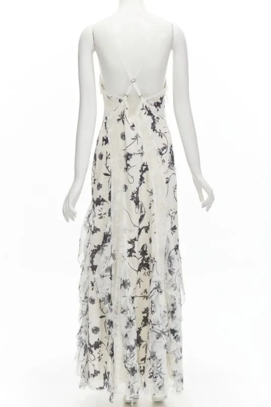 Alice & Olivia Floral Maxi Dress Anthracite Silk Never worn, with tag - Box View