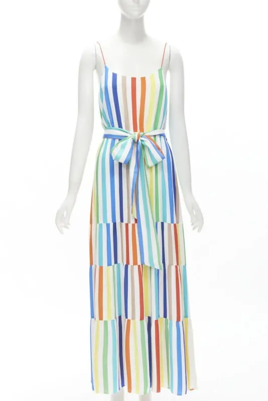 Alice & Olivia Striped Belted Dress MultiColor Viscose Never worn - Front View