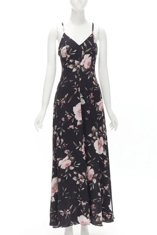 Alice & Olivia Floral Slip Dress Black Viscose Never worn - Front View