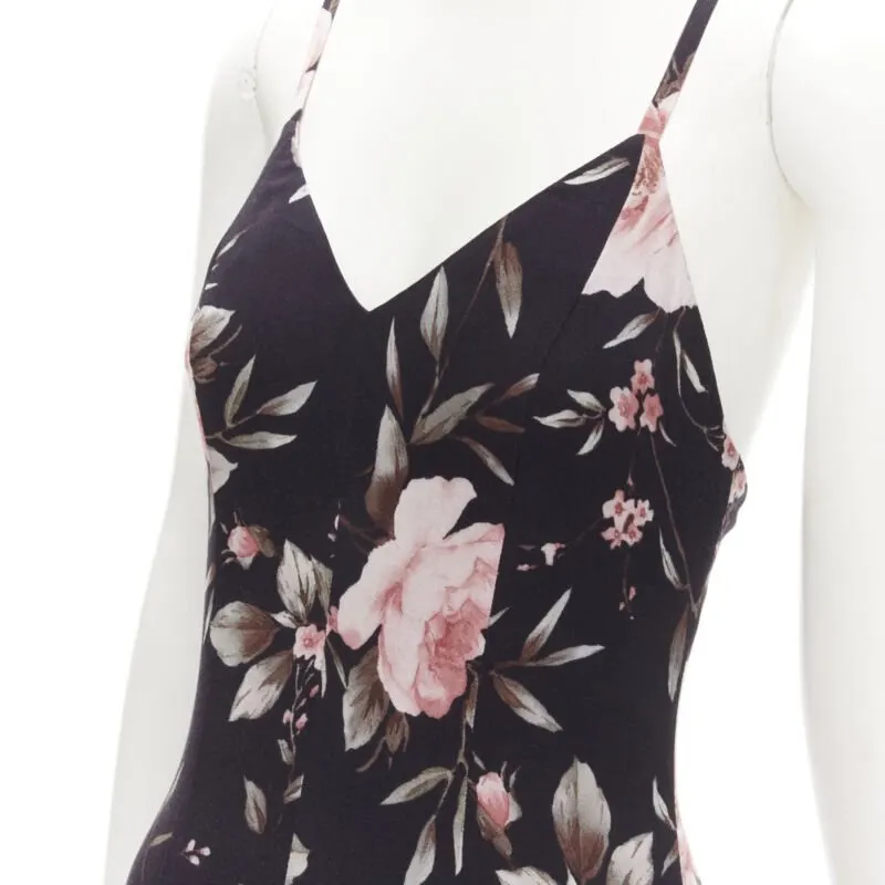 Alice & Olivia Floral Slip Dress Black Viscose Never worn - Back View