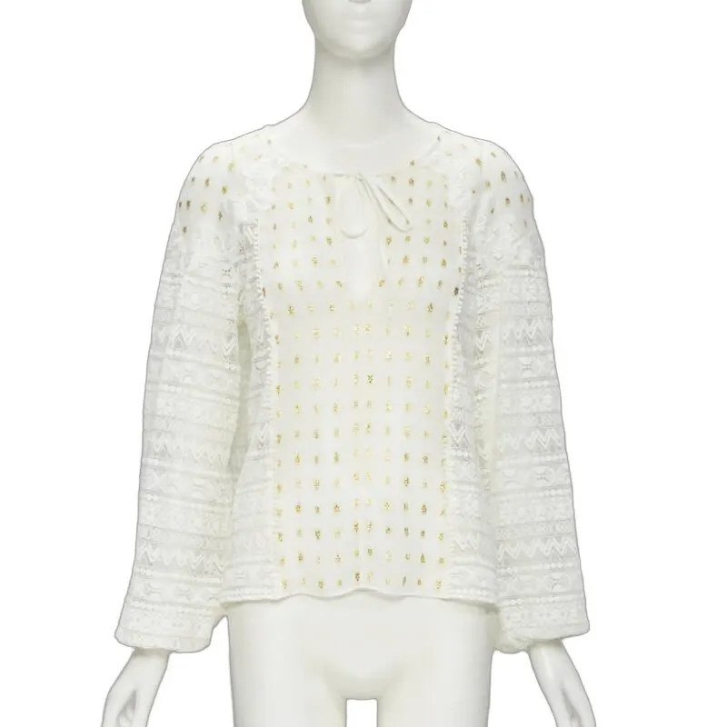 Temperley London Crochet Lace Top White Viscose Never worn - Front View