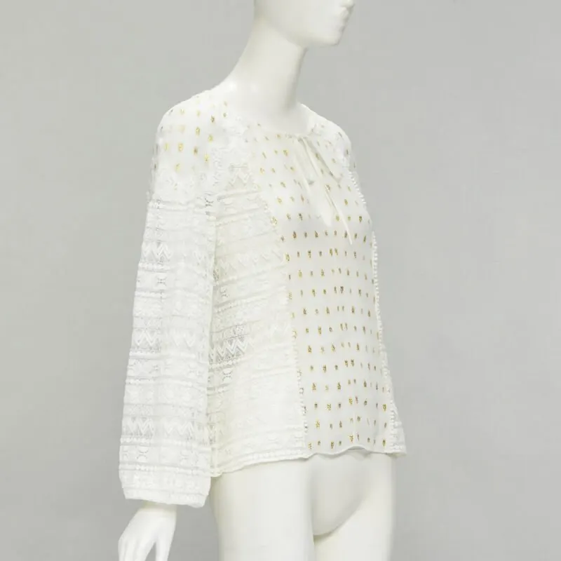 Temperley London Crochet Lace Top White Viscose Never worn - Inside View