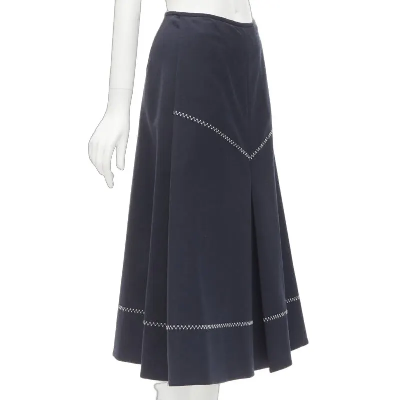 Ellery Flared Stitch Skirt Navy Polyester Never worn - Front View