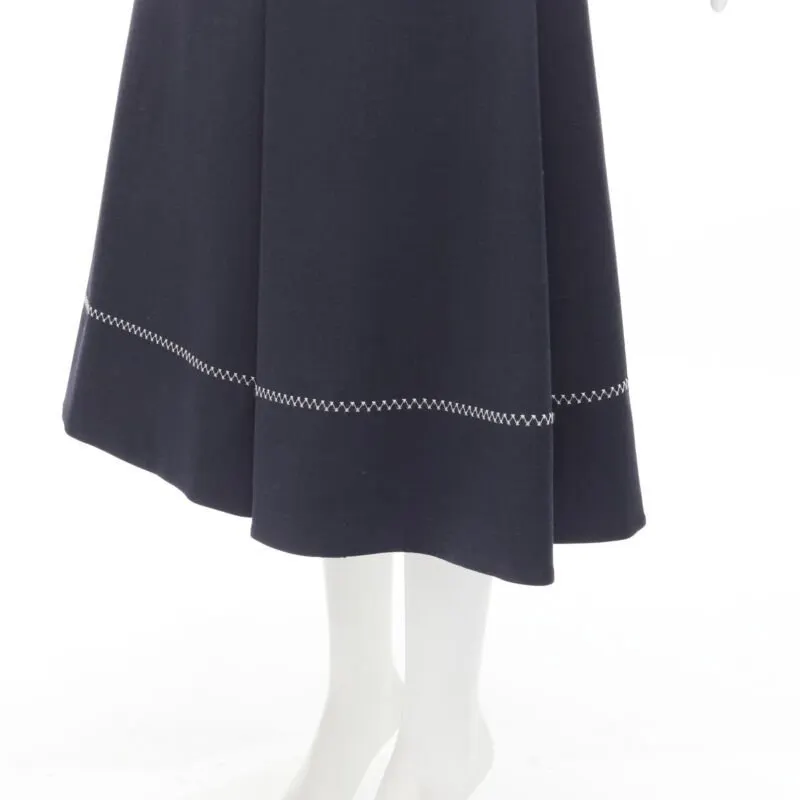 Ellery Flared Stitch Skirt Navy Polyester Never worn - Back View