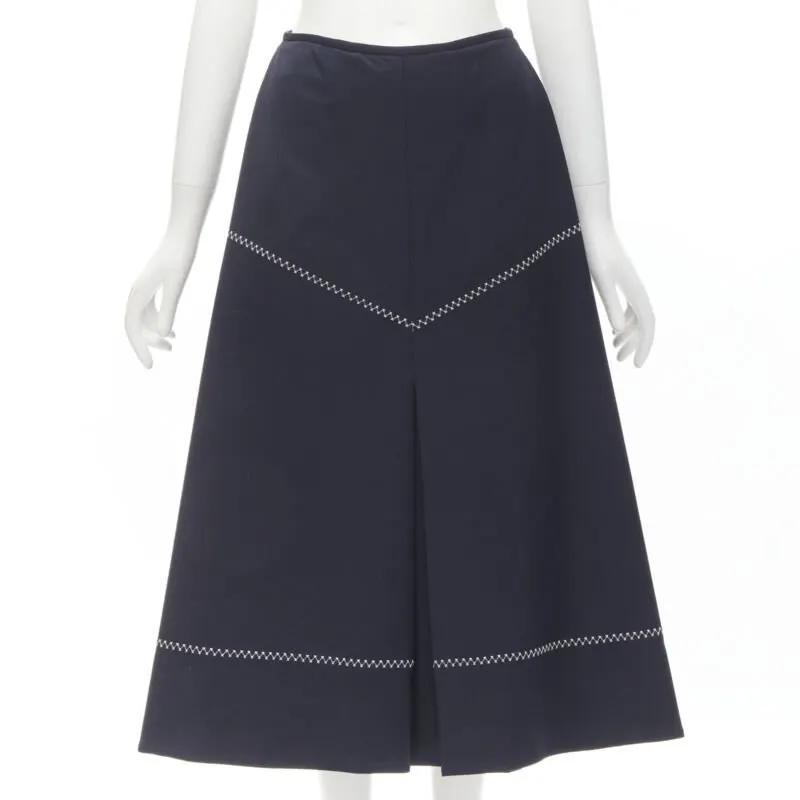 Ellery Flared Stitch Skirt Navy Polyester Never worn - Inside View