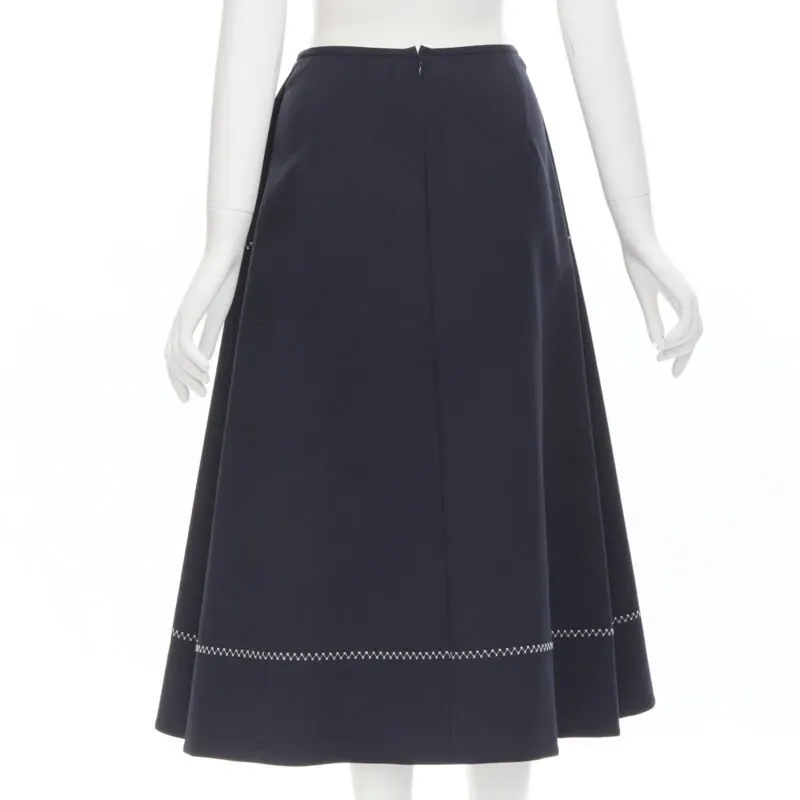 Ellery Flared Stitch Skirt Navy Polyester Never worn - Box View