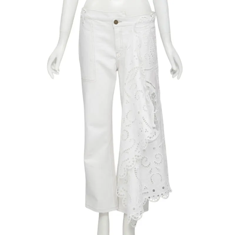Monse White Draped Straight Jeans White Cotton Very good - Front View