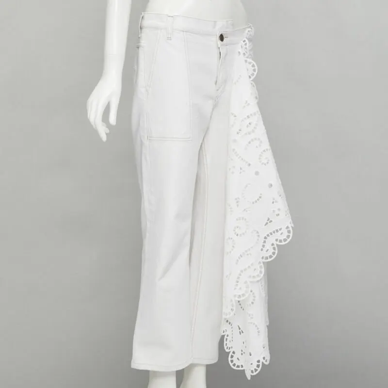 Monse White Draped Straight Jeans White Cotton Very good - Inside View
