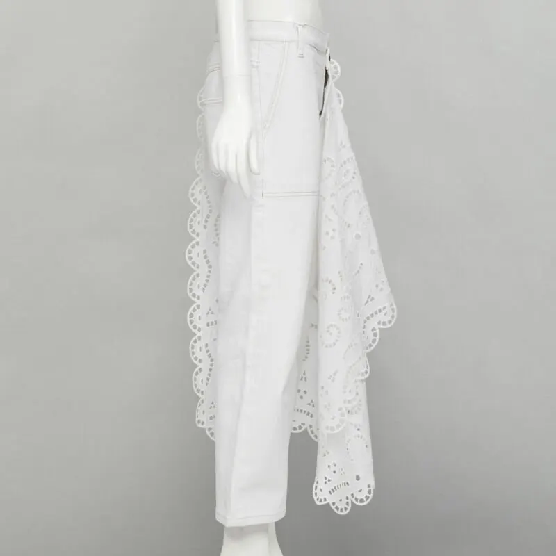 Monse White Draped Straight Jeans White Cotton Very good - Model View