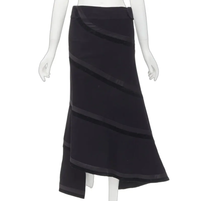 Rhie Velvet Spiral Skirt Black Viscose Never worn - Front View