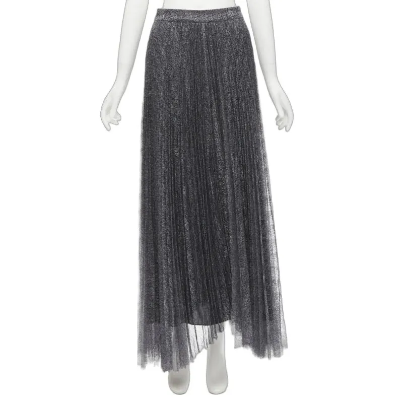 Alice & Olivia Silver Asymmetric Skirt Silver Polyamide Never worn - Front View