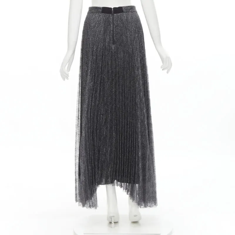 Alice & Olivia Silver Asymmetric Skirt Silver Polyamide Never worn - Box View