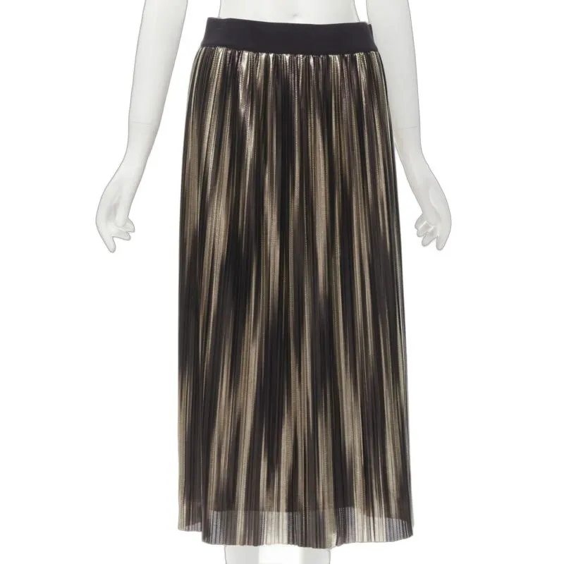 Alice & Olivia Gold Plisse Skirt Gold Polyester Never worn - Front View