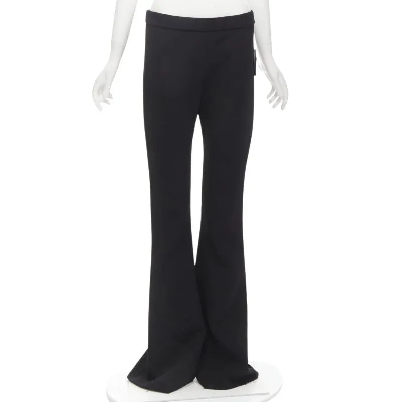 Gauchere Wide Flared Trousers Black Wool Never worn, with tag - Front View