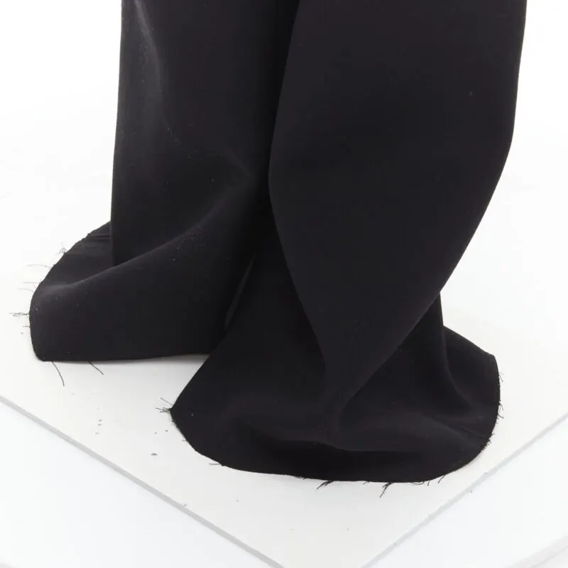 Gauchere Wide Flared Trousers Black Wool Never worn, with tag - Back View