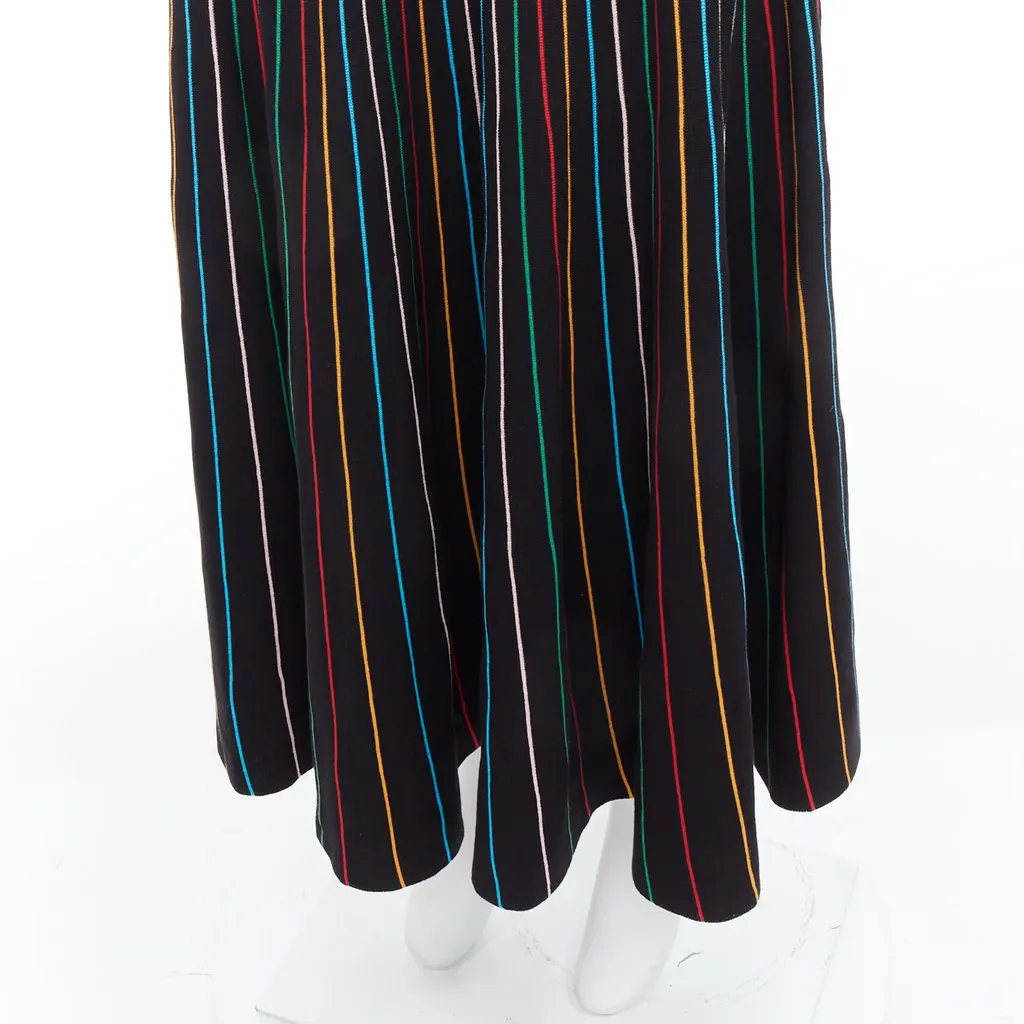 Red Valentino Rainbow Stripe Skirt Black Cotton Never worn, with tag - Back View
