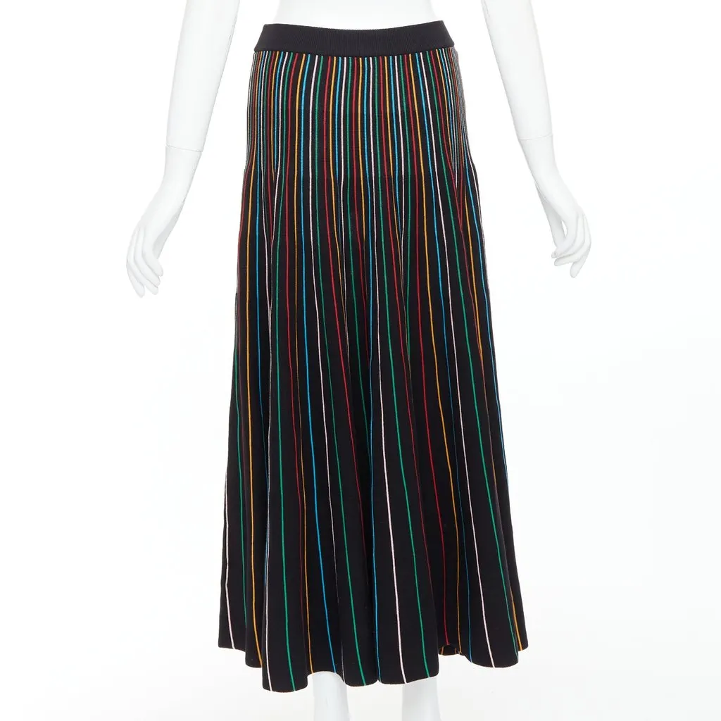 Red Valentino Rainbow Stripe Skirt Black Cotton Never worn, with tag - Box View
