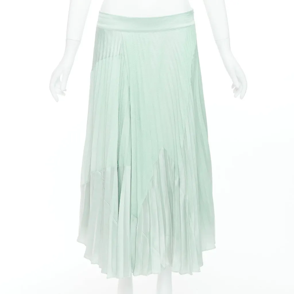 Vince Fabric Panel Skirt Green Polyester Good - Front View