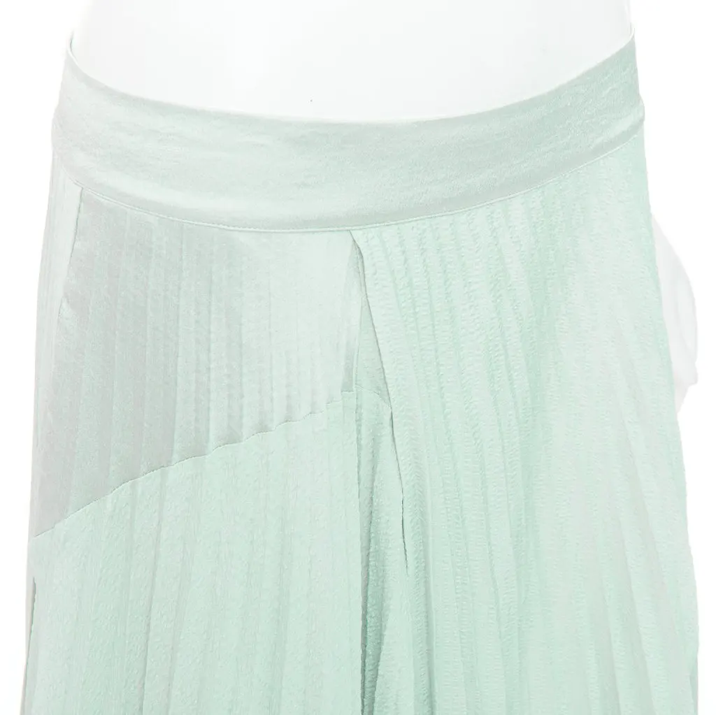 Vince Fabric Panel Skirt Green Polyester Good - Back View