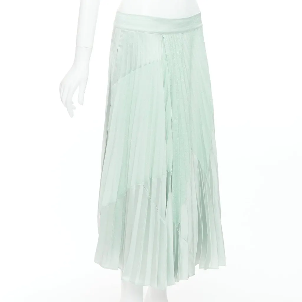 Vince Fabric Panel Skirt Green Polyester Good - Inside View