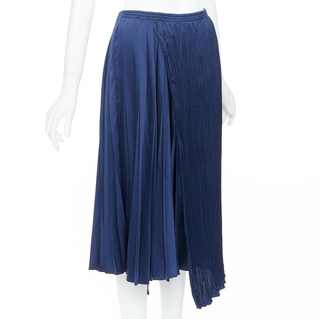 Vince Elastic Plisse Skirt Navy Polyester Very good - Inside View