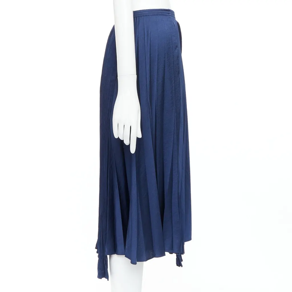 Vince Elastic Plisse Skirt Navy Polyester Very good - Model View