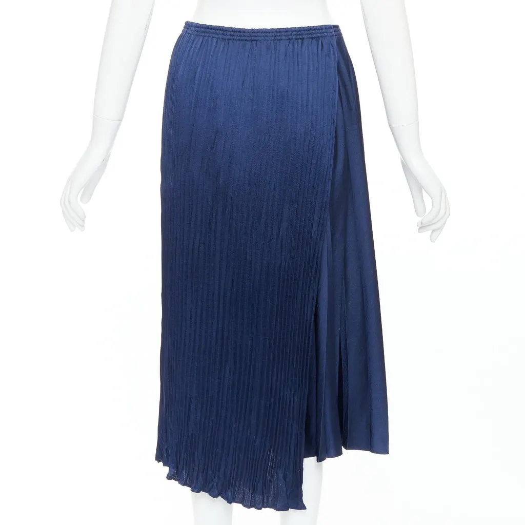 Vince Elastic Plisse Skirt Navy Polyester Very good - Box View
