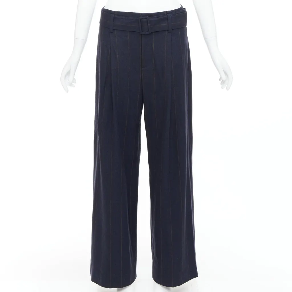 Vince Pinstripe Wide Pants Navy Wool Very good - Front View