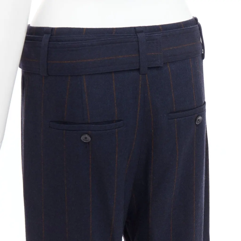 Vince Pinstripe Wide Pants Navy Wool Very good - Back View