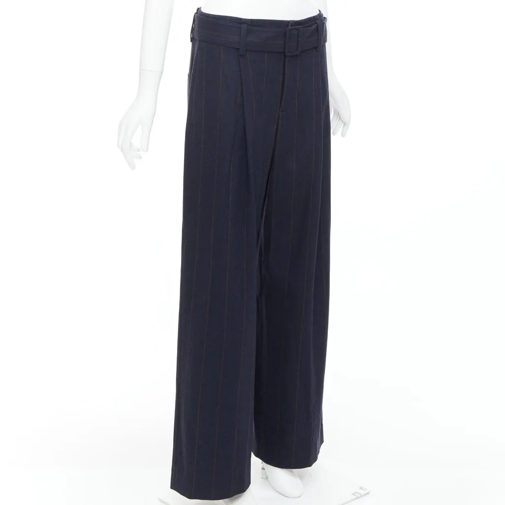Vince Pinstripe Wide Pants Navy Wool Very good - Inside View