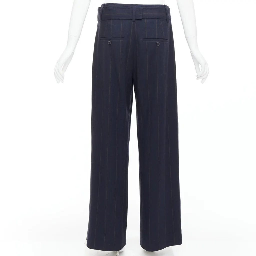Vince Pinstripe Wide Pants Navy Wool Very good - Box View