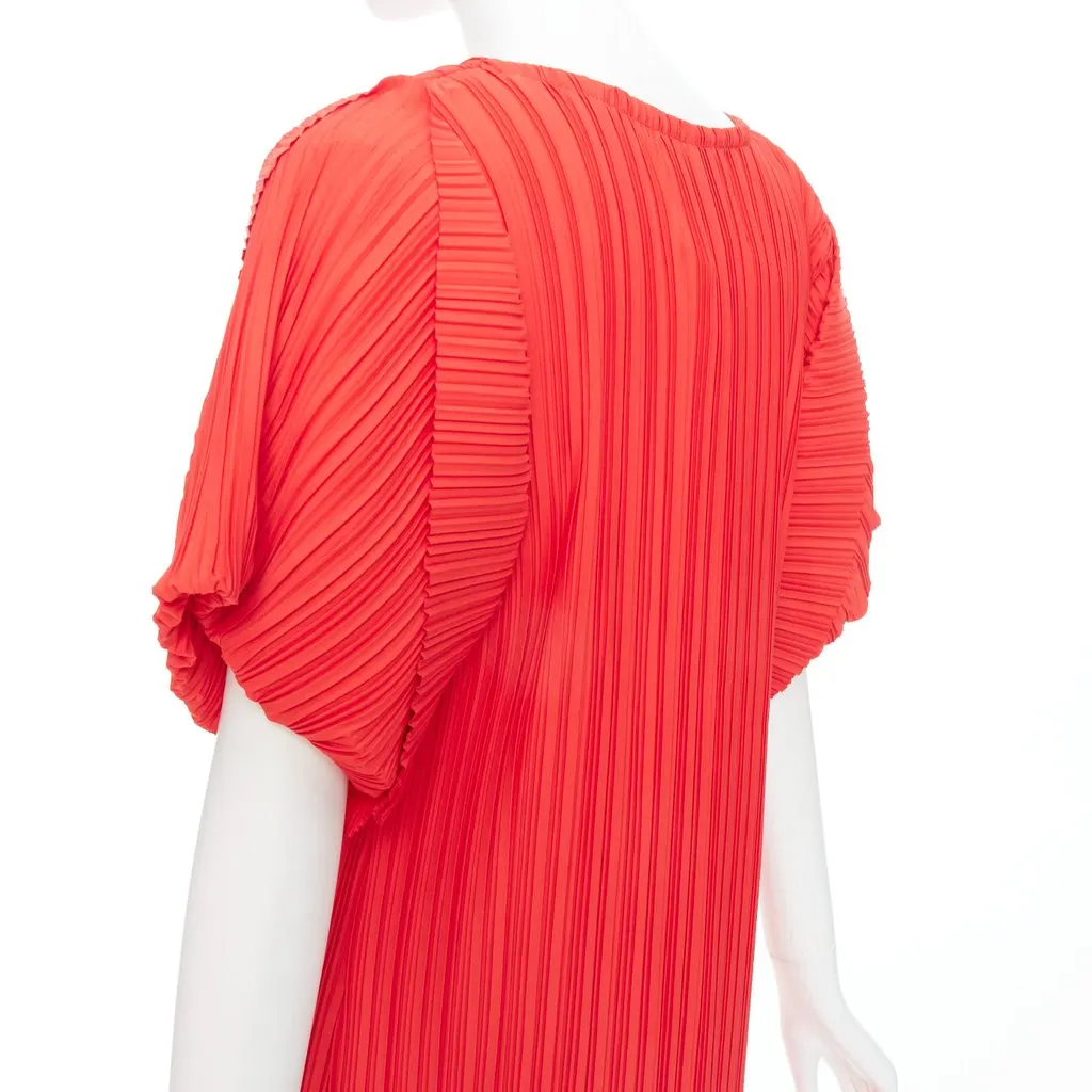 Bambah Plisse Midi Dress Red Polyester Never worn, with tag - Back View
