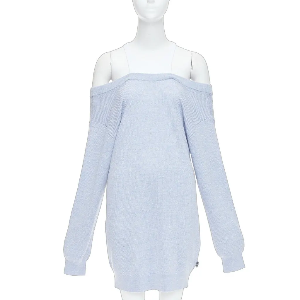 Alexander Wang Contrast Sweater Dress Blue Wool Very good - Front View
