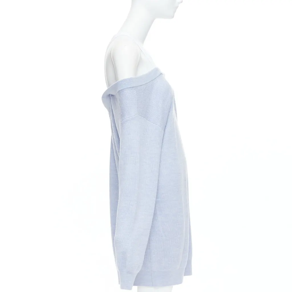 Alexander Wang Contrast Sweater Dress Blue Wool Very good - Model View