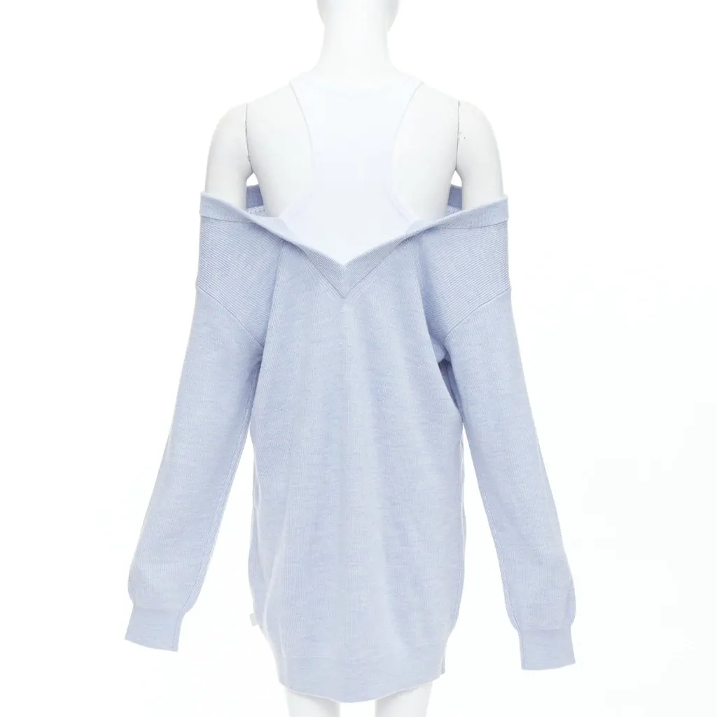 Alexander Wang Contrast Sweater Dress Blue Wool Very good - Box View