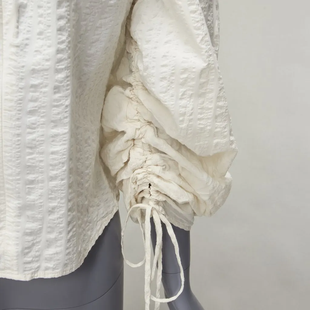 Rejina Pyo Ruched Peasant Top Beige Cotton Never worn - Back View