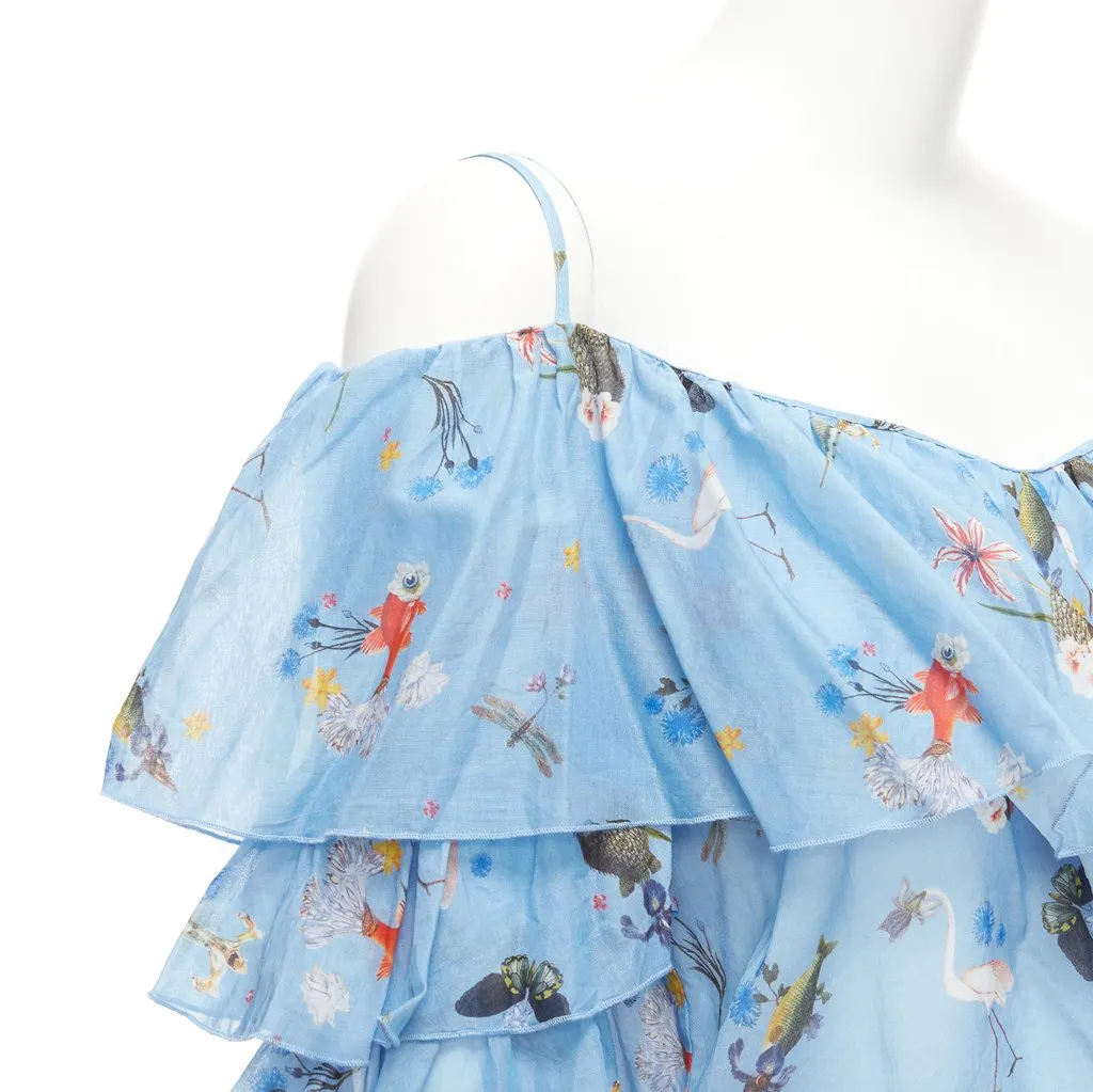 Vivetta Floral Bell Top Blue Cotton Never worn - Back View
