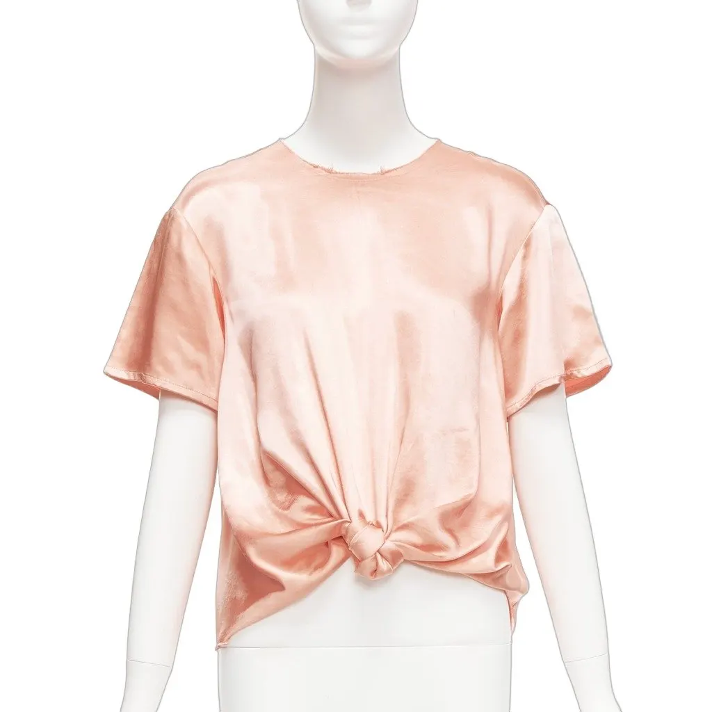 Rejina Pyo Satin Knot Top Pink Polyester Good - Front View