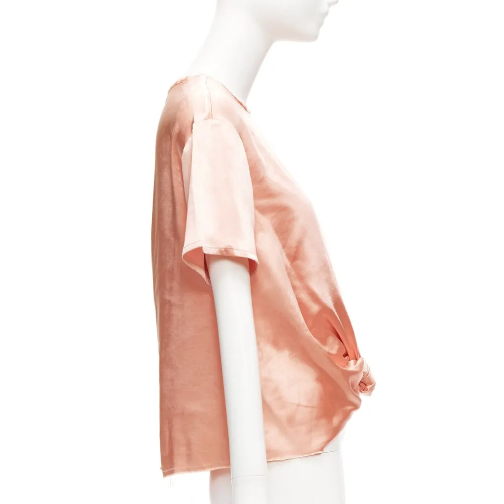 Rejina Pyo Satin Knot Top Pink Polyester Good - Model View
