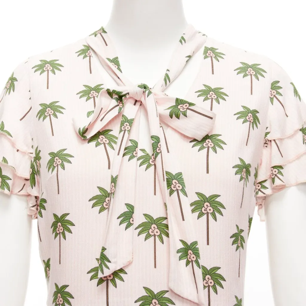 Alice & Olivia Palm Tree Romper Pink Viscose Very good - Back View